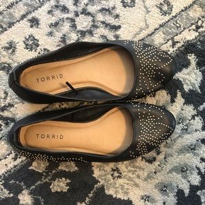 Torrid flats. Black with gold accents on toes.
